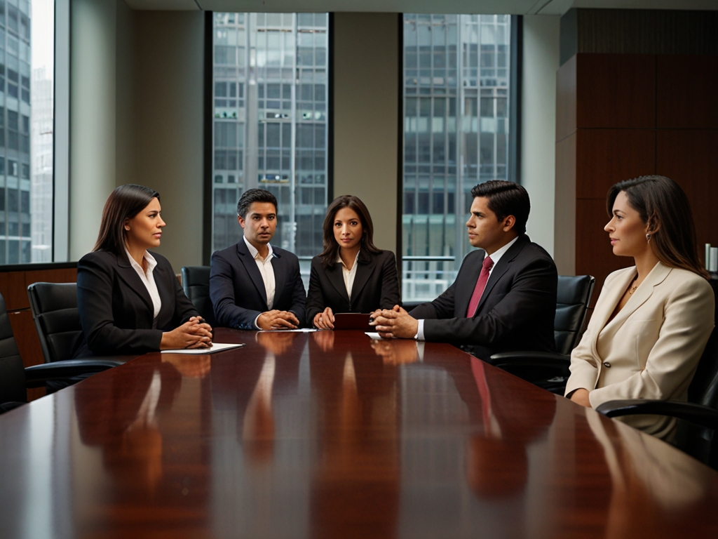 Ejecutivos en sala de juntas corporativa